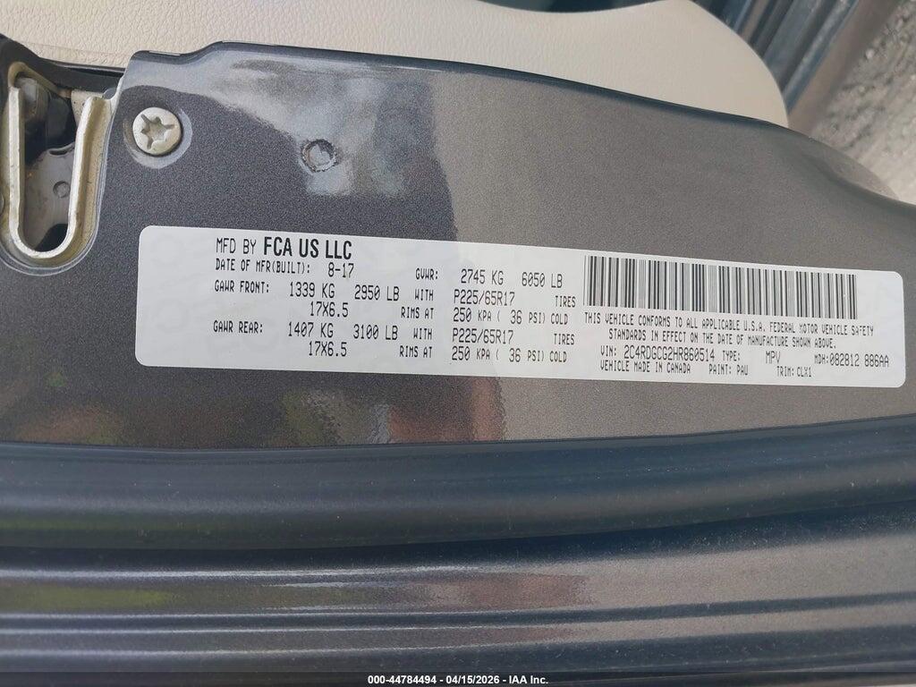 2C4RDGCG2HR860514 2017 DODGE GRAND CARAVAN photo no. 9