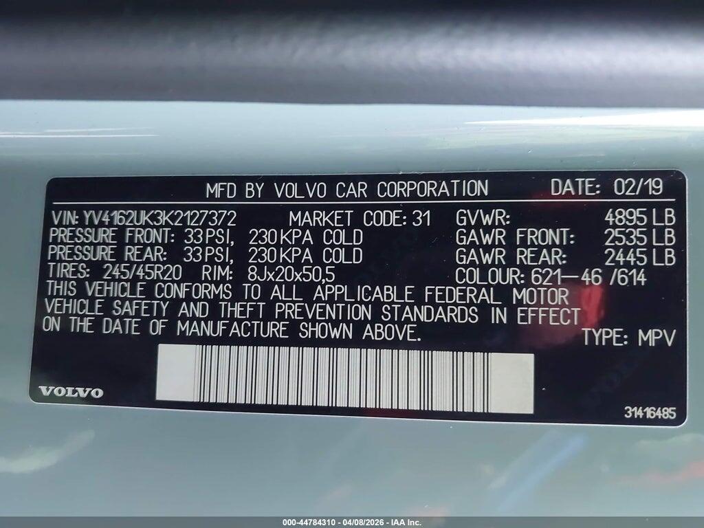 YV4162UK3K2127372 2019 VOLVO XC40 photo no. 9