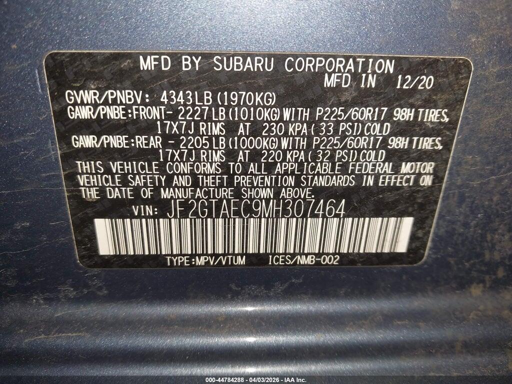 JF2GTAEC9MH307464 2021 SUBARU CROSSTREK photo no. 9