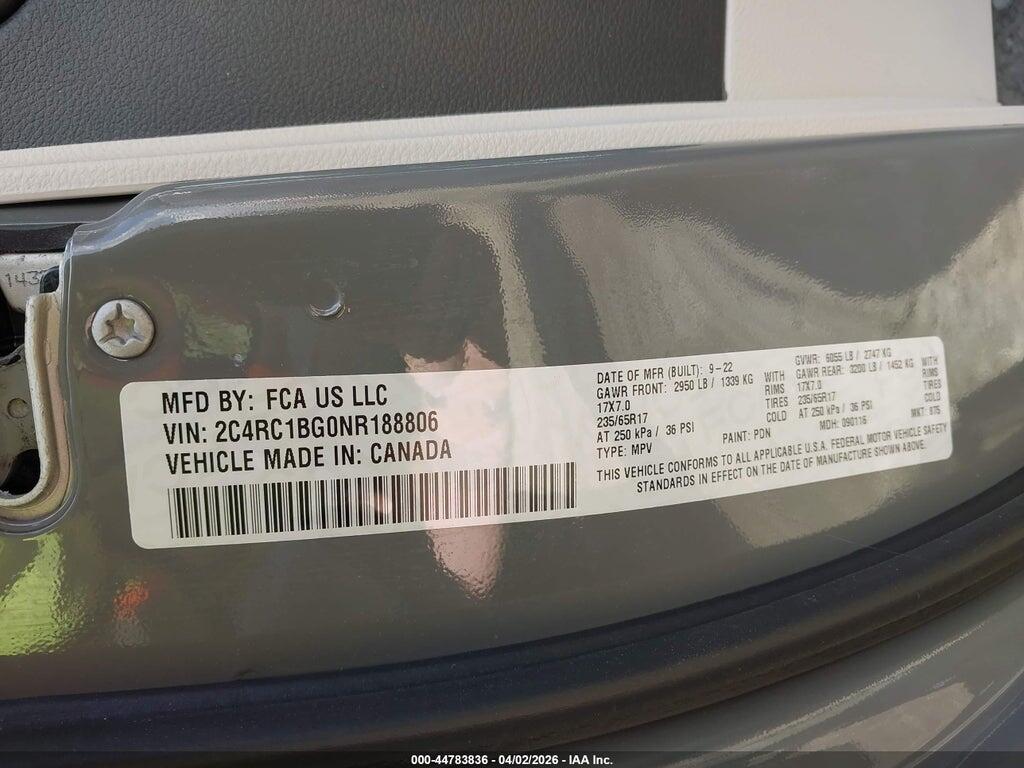 2C4RC1BG0NR188806 2022 CHRYSLER PACIFICA photo no. 9
