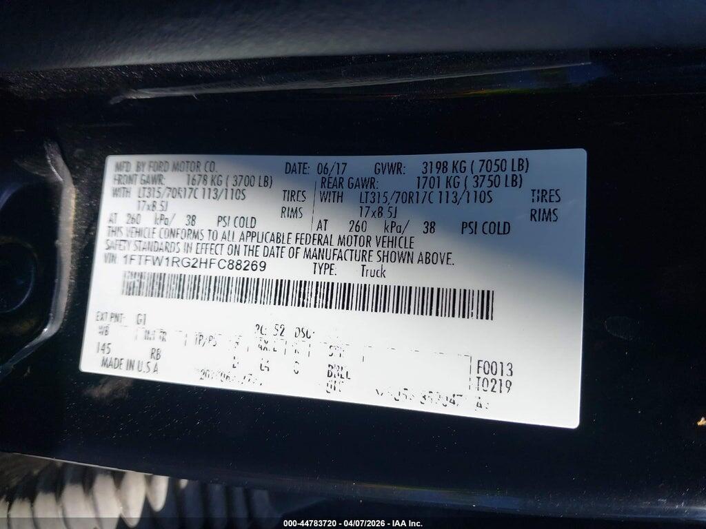 1FTFW1RG2HFC88269 2017 FORD F-150 photo no. 9