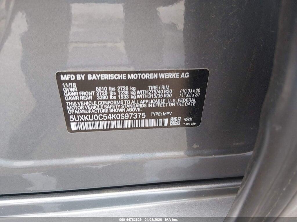 5UXKU0C54K0S97375 2019 BMW X6 photo no. 9