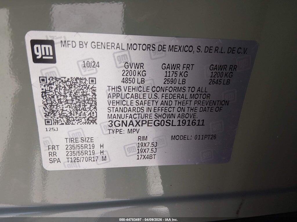 3GNAXPEG0SL191611 2025 CHEVROLET EQUINOX photo no. 9
