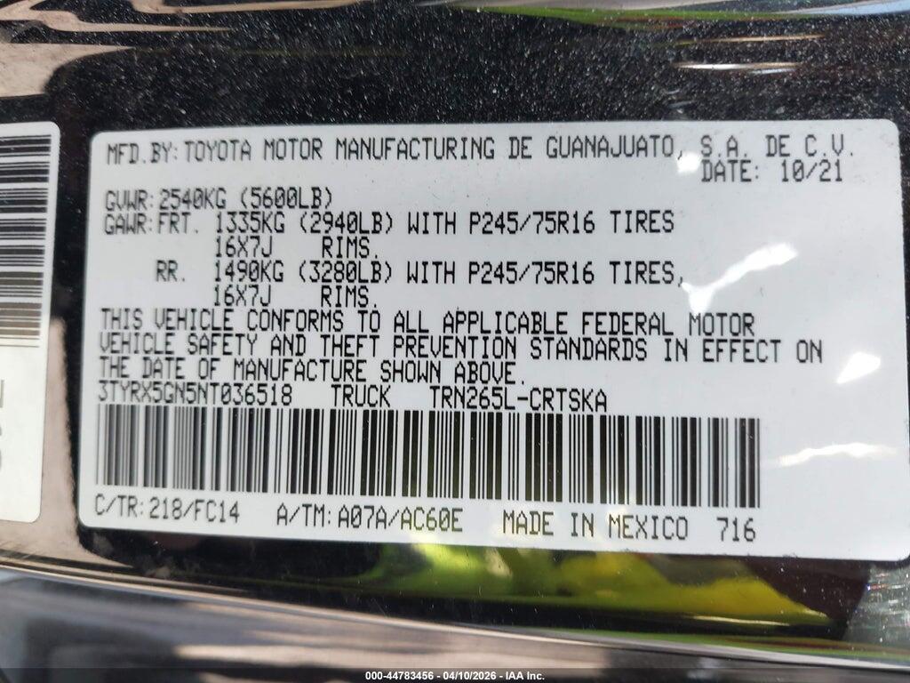 3TYRX5GN5NT036518 2022 TOYOTA TACOMA photo no. 9