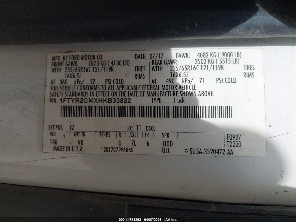 1FTYR2CMXHKB33822 2017 FORD TRANSIT-250 photo no. 9