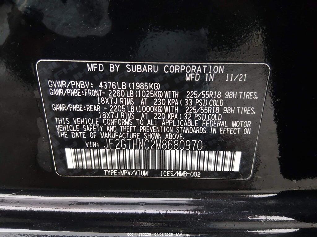 JF2GTHNC2M8680970 2021 SUBARU CROSSTREK photo no. 9