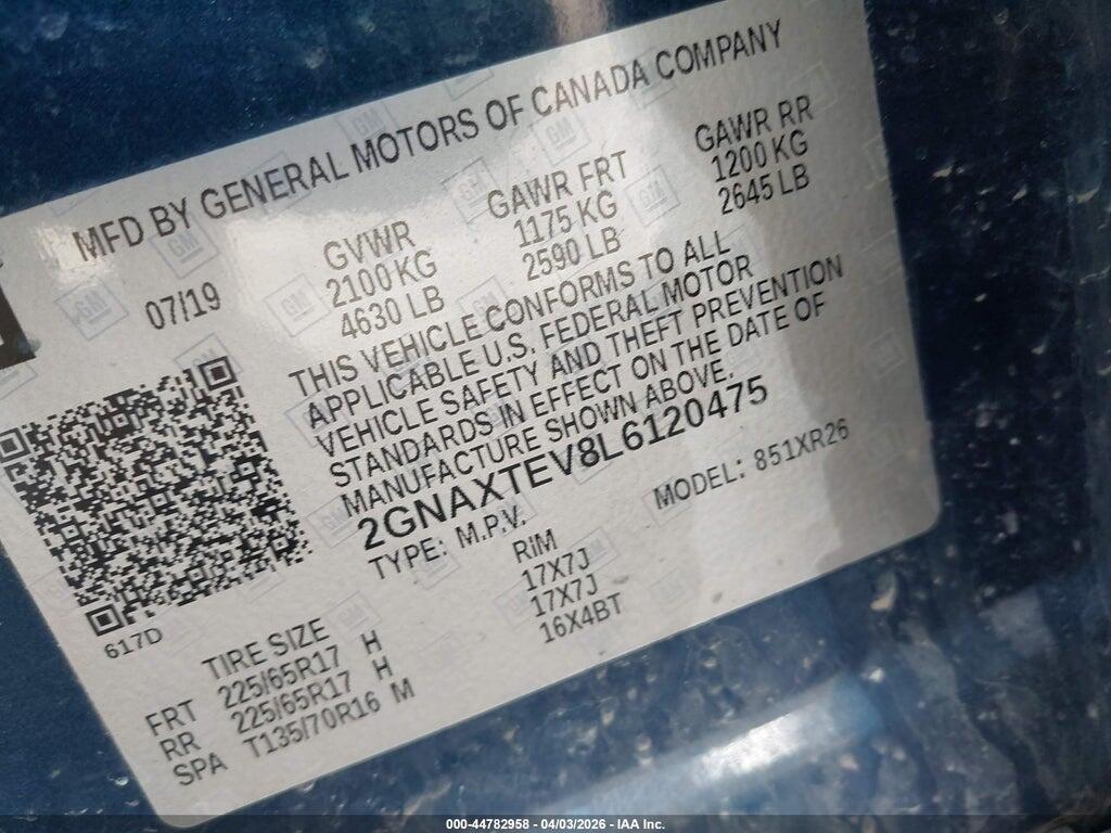 2GNAXTEV8L6120475 2020 CHEVROLET EQUINOX photo no. 9