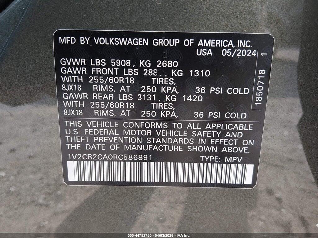1V2CR2CA0RC586891 2024 VOLKSWAGEN ATLAS photo no. 9