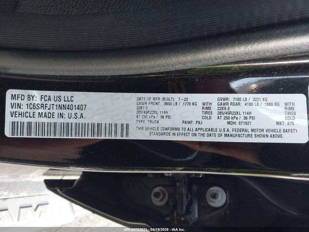 1C6SRFJT1NN401407 2022 RAM 1500 photo no. 9
