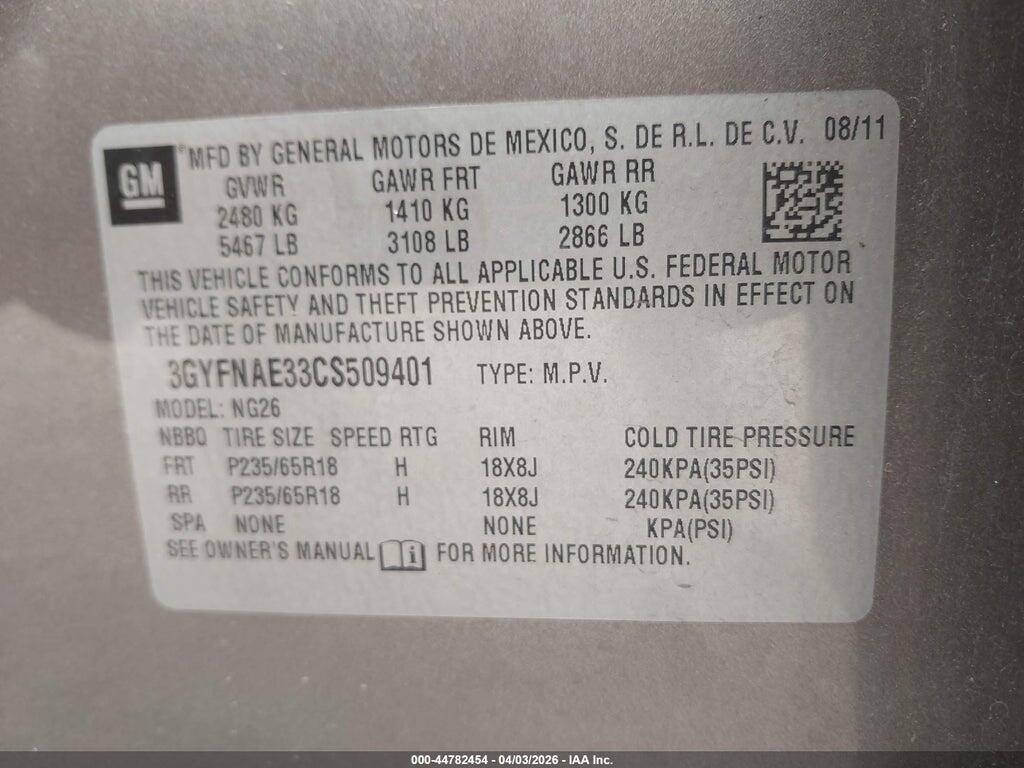 3GYFNAE33CS509401 2012 CADILLAC SRX photo no. 9