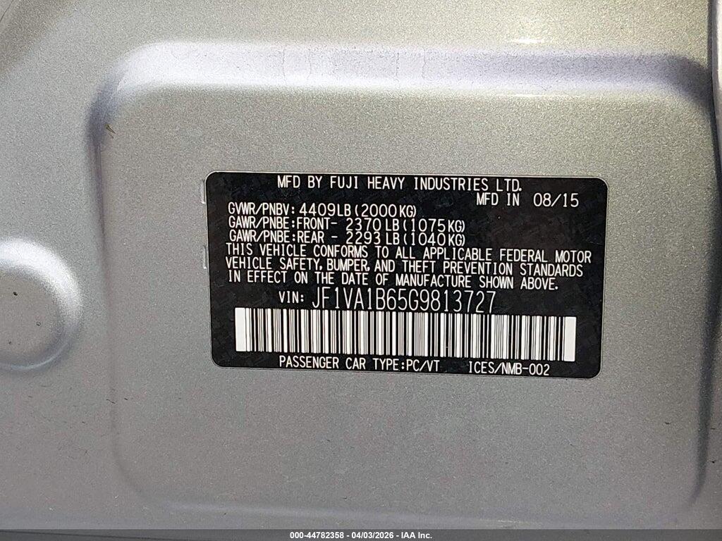 JF1VA1B65G9813727 2016 SUBARU WRX photo no. 9