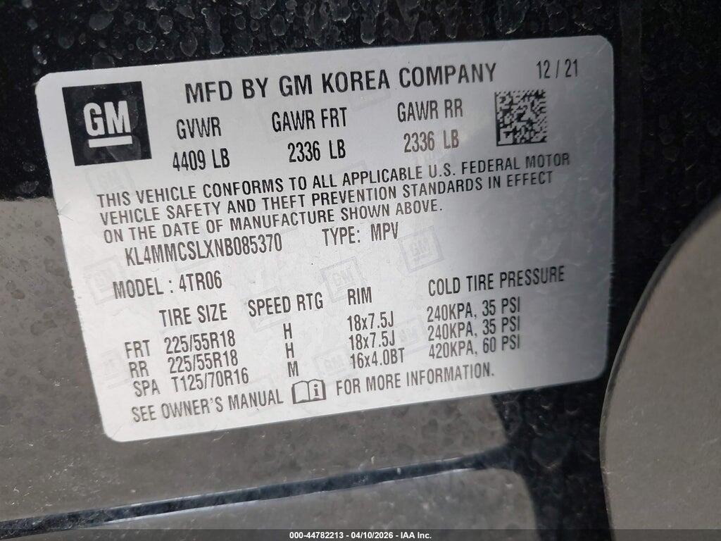 KL4MMCSLXNB085370 2022 BUICK ENCORE GX photo no. 9