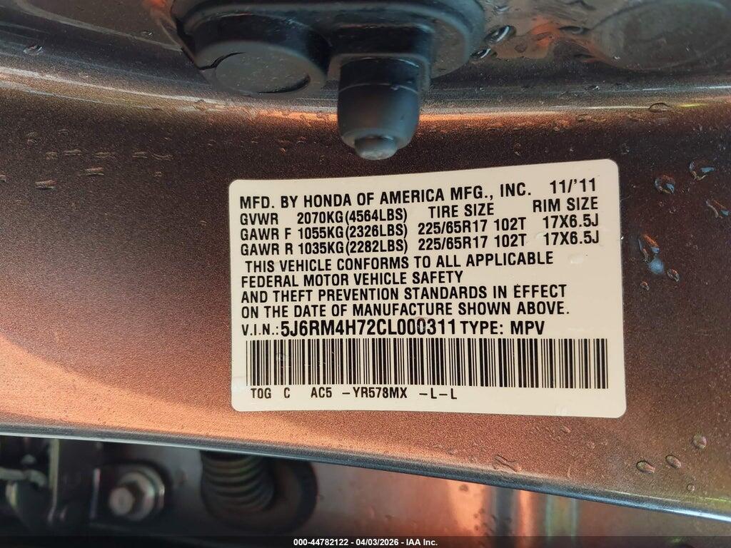 5J6RM4H72CL000311 2012 HONDA CR-V photo no. 9