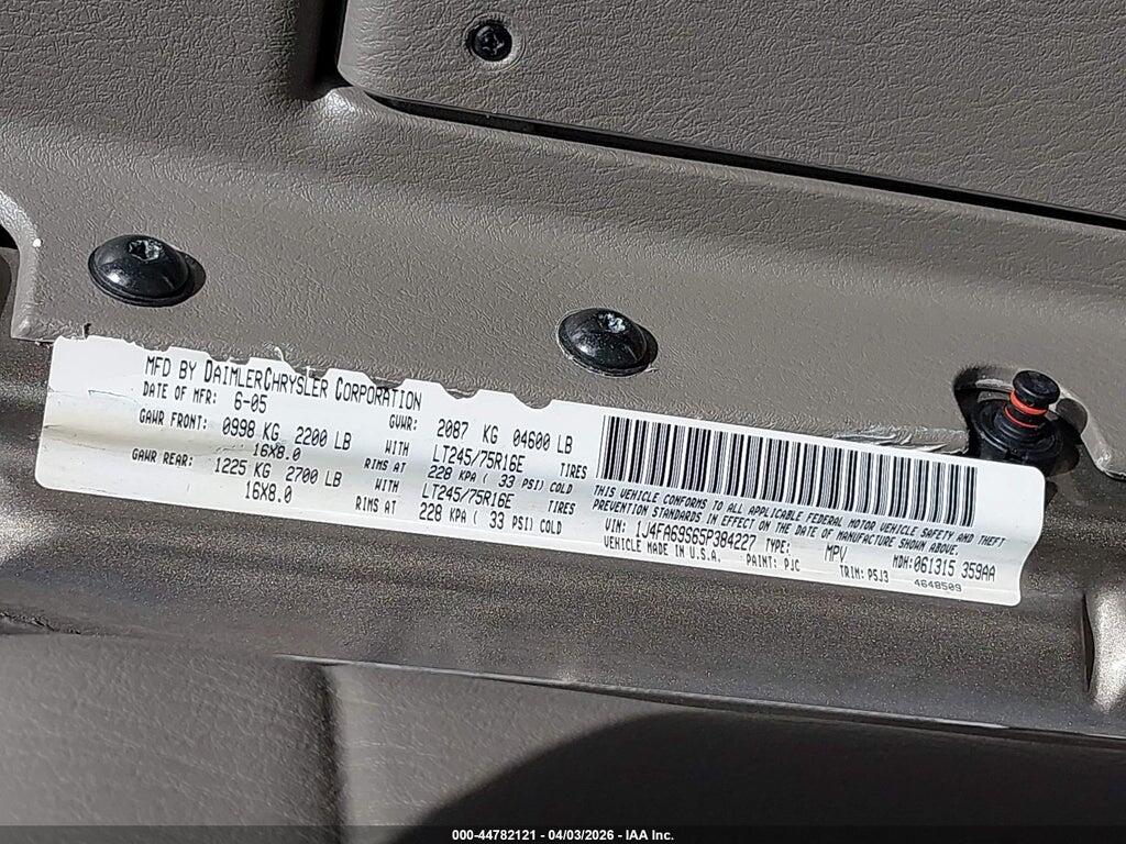 1J4FA69S65P384227 2005 JEEP WRANGLER photo no. 9