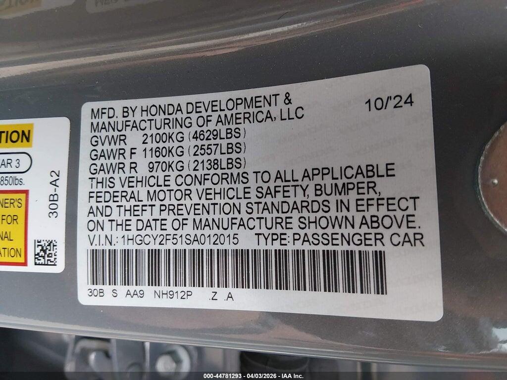 1HGCY2F51SA012015 2025 HONDA ACCORD HYBRID photo no. 9