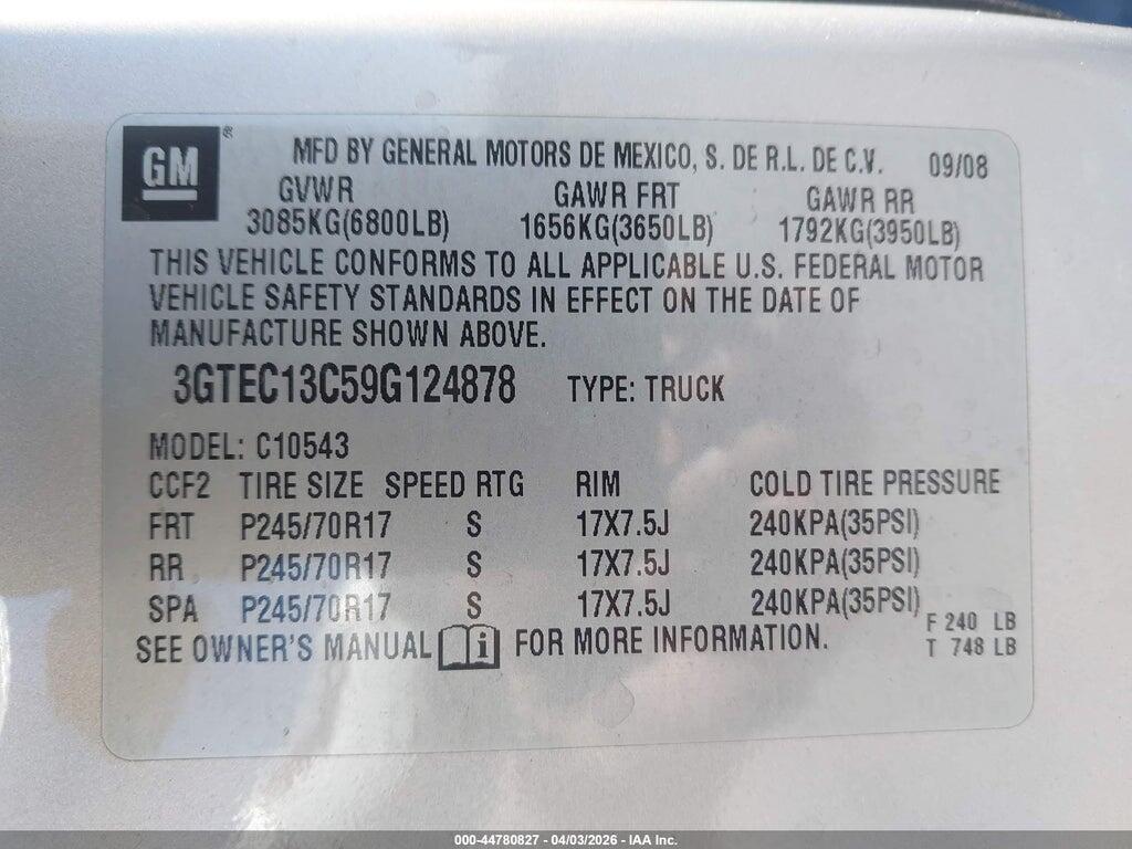 3GTEC13C59G124878 2009 GMC SIERRA 1500 photo no. 9