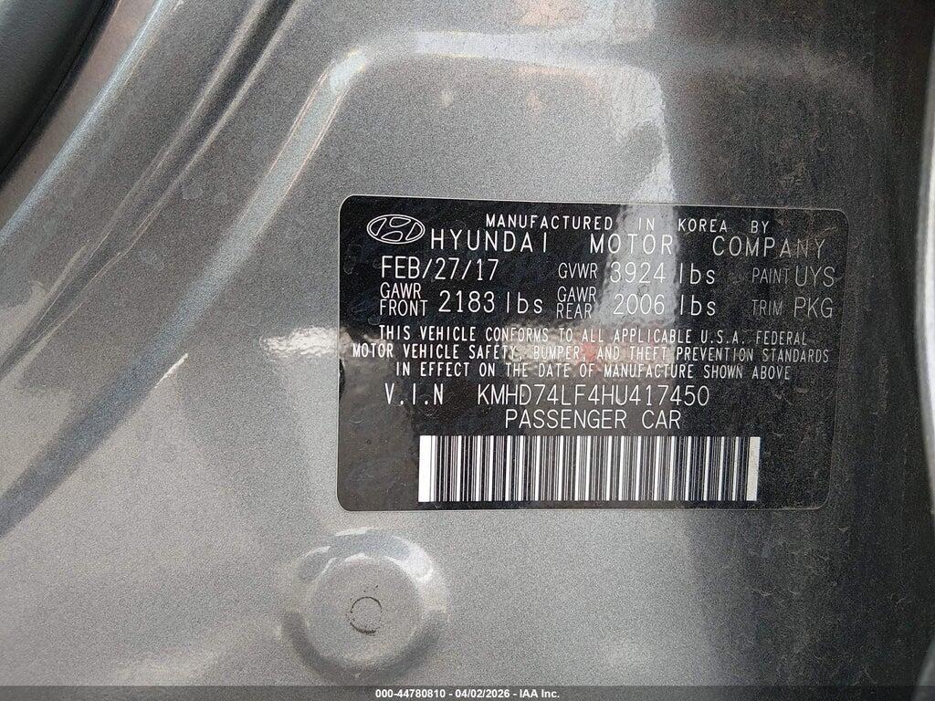 KMHD74LF4HU417450 2017 HYUNDAI ELANTRA photo no. 9