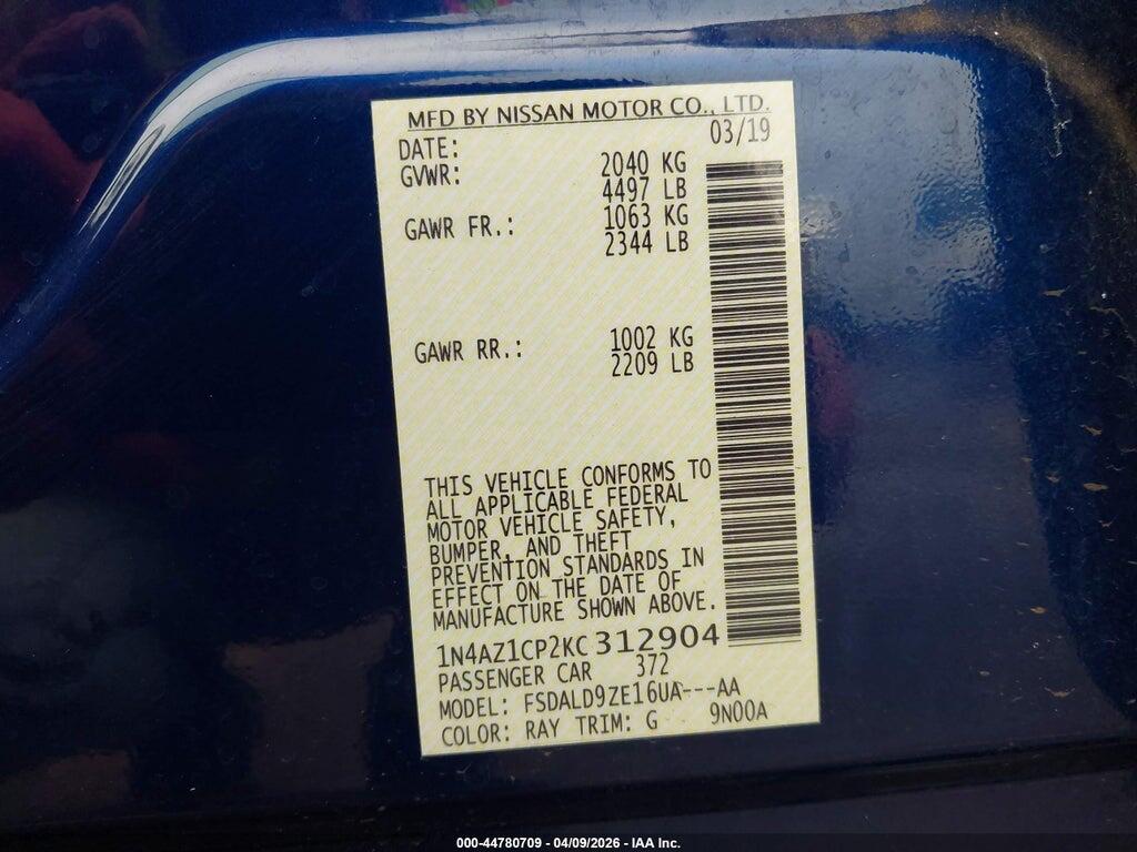 1N4AZ1CP2KC312904 2019 NISSAN LEAF photo no. 9
