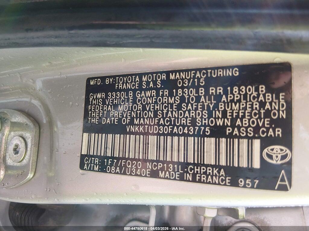 VNKKTUD30FA043775 2015 TOYOTA YARIS photo no. 9