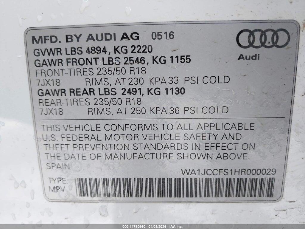 WA1JCCFS1HR000029 2017 AUDI Q3 photo no. 9