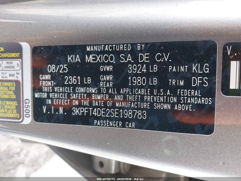 3KPFT4DE2SE198783 2025 KIA K4 photo no. 9