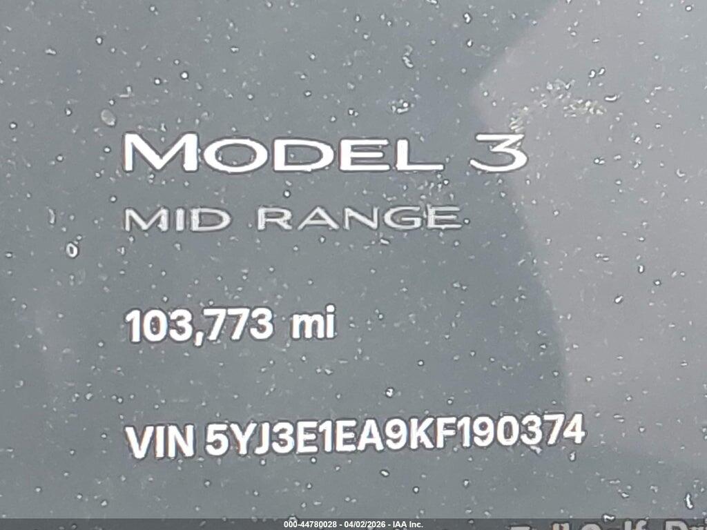 5YJ3E1EA9KF190374 2019 TESLA MODEL 3 photo no. 7