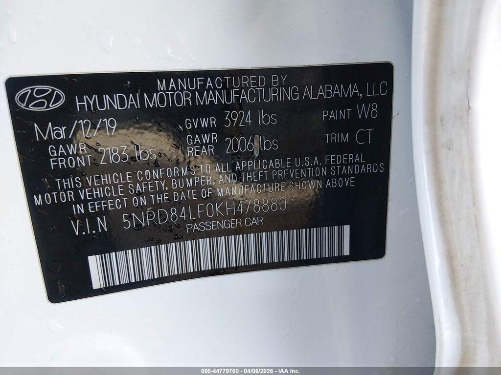 5NPD84LF0KH478880 2019 HYUNDAI ELANTRA photo no. 9