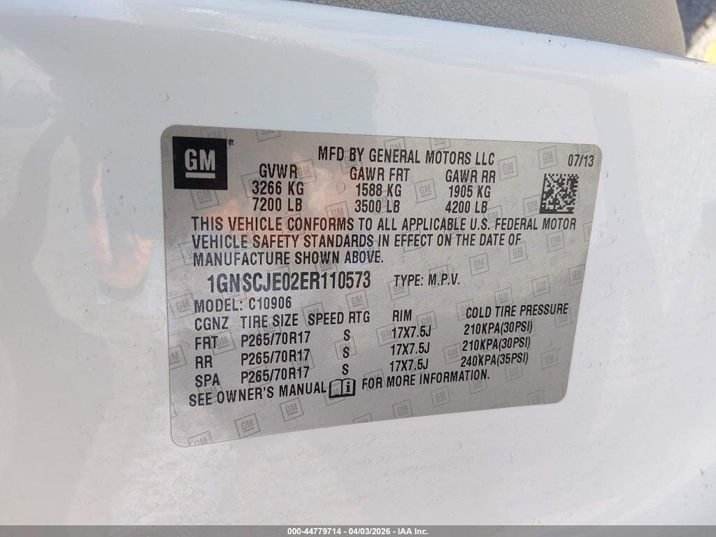 1GNSCJE02ER110573 2014 CHEVROLET SUBURBAN 1500 photo no. 9
