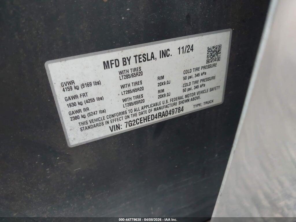 7G2CEHED4RA049784 2024 TESLA CYBERTRUCK photo no. 9