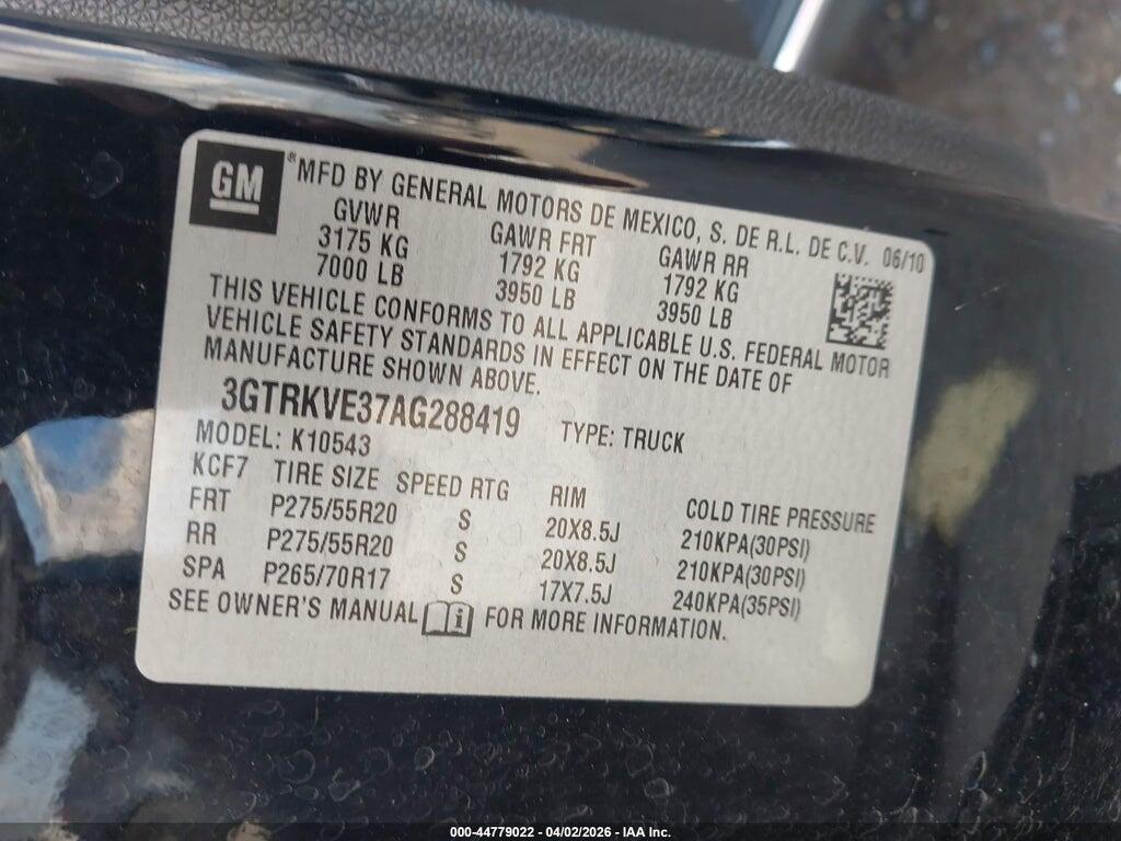 3GTRKVE37AG288419 2010 GMC SIERRA 1500 photo no. 9
