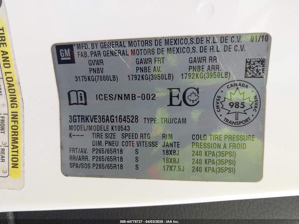 3GTRKVE36AG164528 2010 GMC SIERRA 1500 photo no. 9