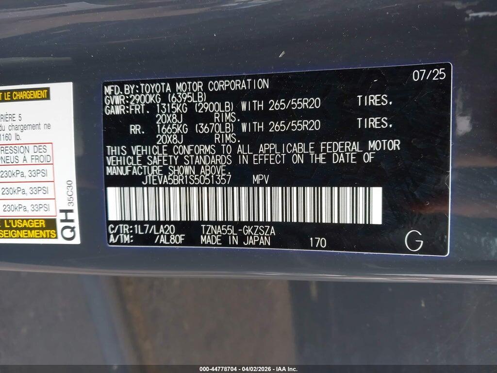 JTEVA5BR1S5051357 2025 TOYOTA 4RUNNER photo no. 9