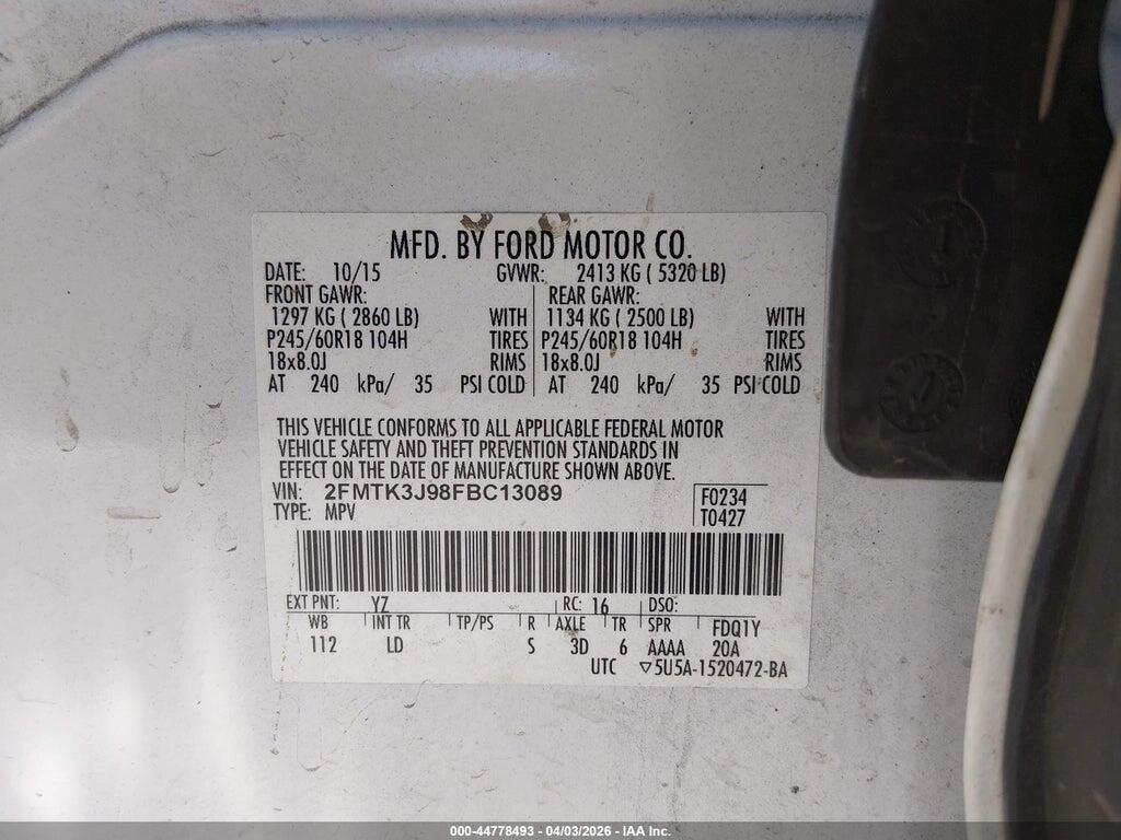 2FMTK3J98FBC13089 2015 FORD EDGE photo no. 9