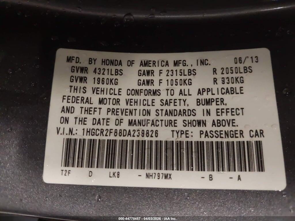 1HGCR2F88DA239826 2013 HONDA ACCORD photo no. 9