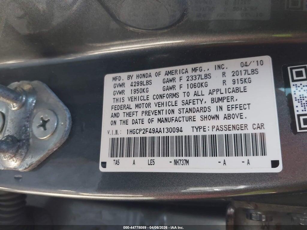 1HGCP2F49AA130094 2010 HONDA ACCORD photo no. 9