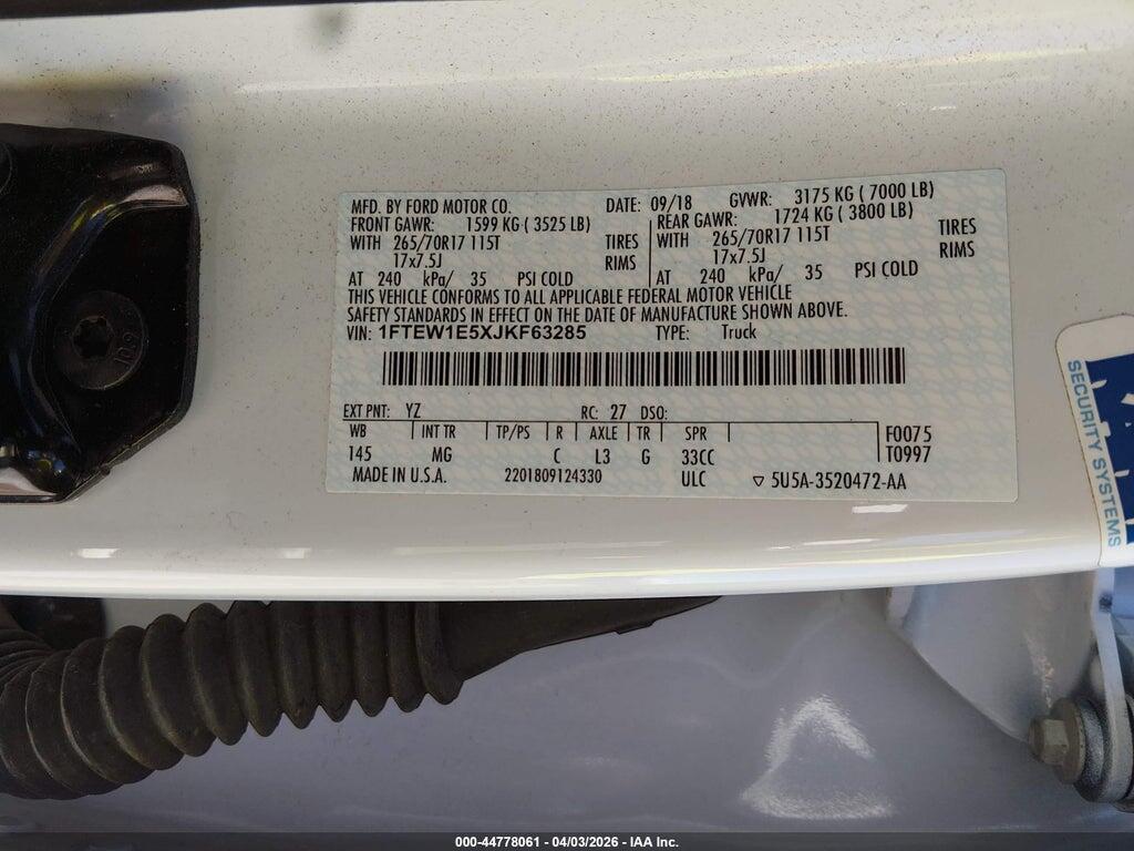 1FTEW1E5XJKF63285 2018 FORD F-150 photo no. 9