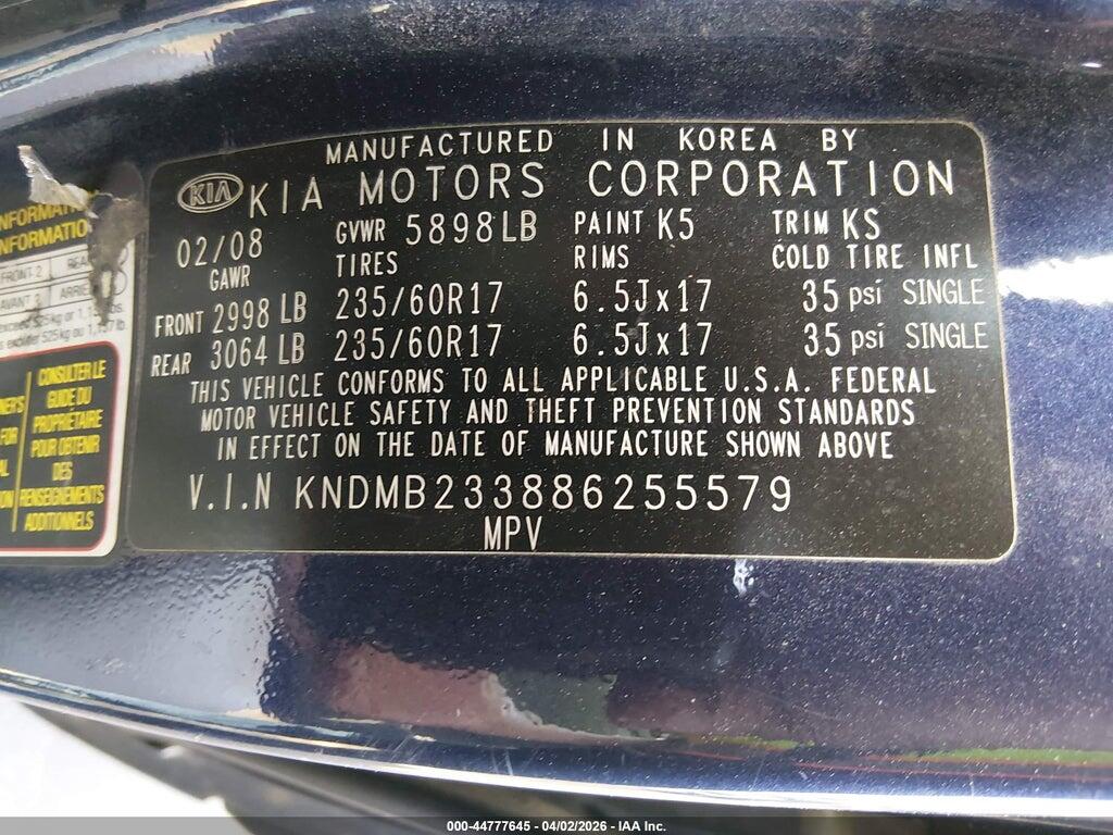 KNDMB233886255579 2008 KIA SEDONA photo no. 9