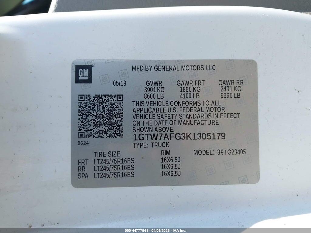 1GTW7AFG3K1305179 2019 GMC SAVANA 2500 photo no. 9