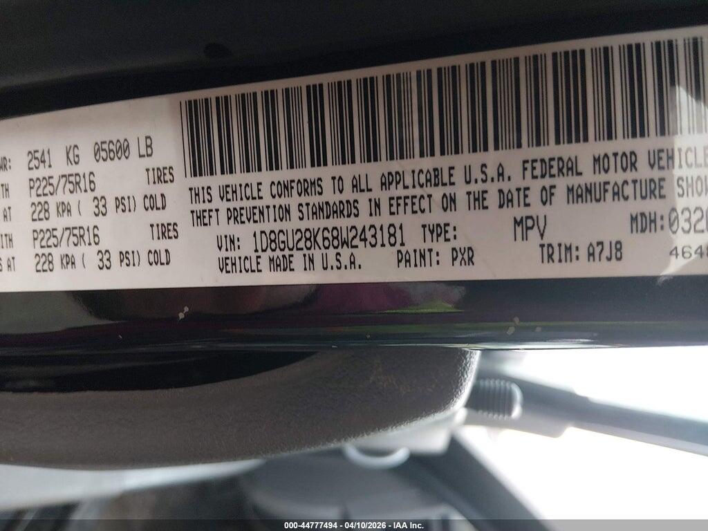 1D8GU28K68W243181 2008 DODGE NITRO photo no. 9