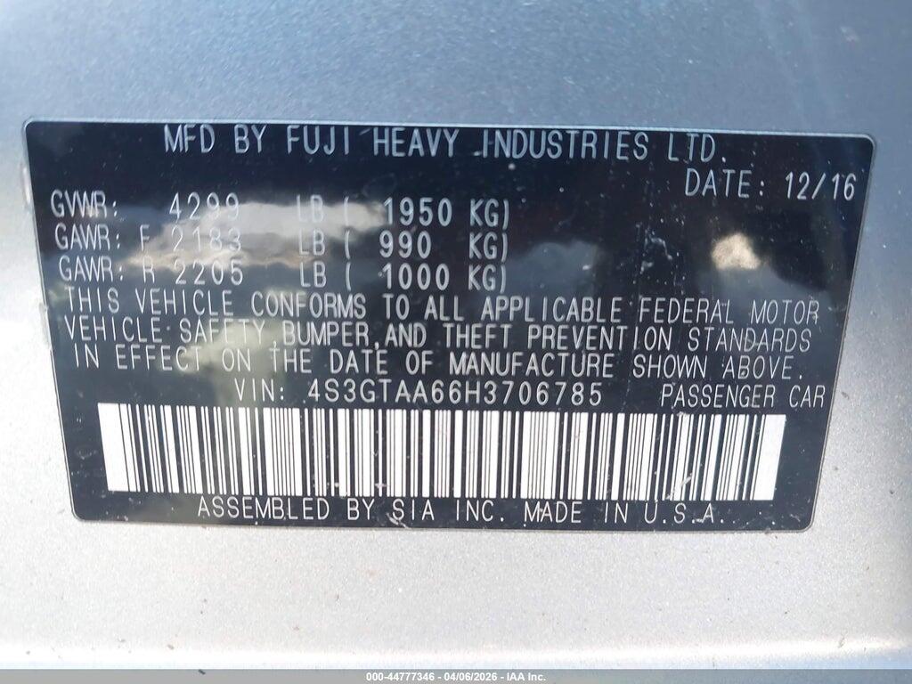 4S3GTAA66H3706785 2017 SUBARU IMPREZA photo no. 9
