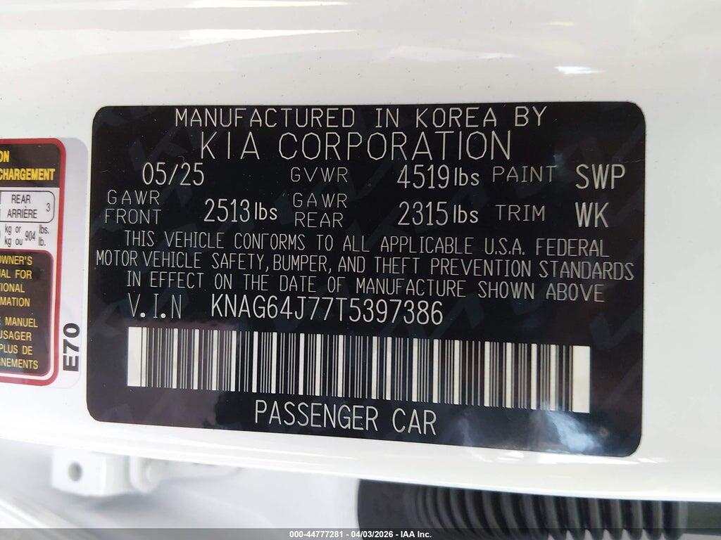 KNAG64J77T5397386 2026 KIA K5 photo no. 9