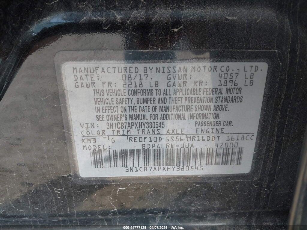 3N1CB7APXHY380545 2017 NISSAN SENTRA photo no. 9