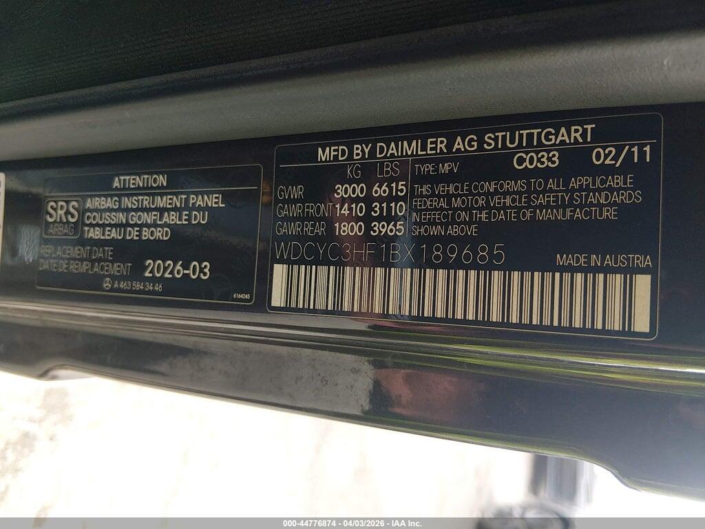 WDCYC3HF1BX189685 2011 MERCEDES-BENZ G 550 photo no. 9