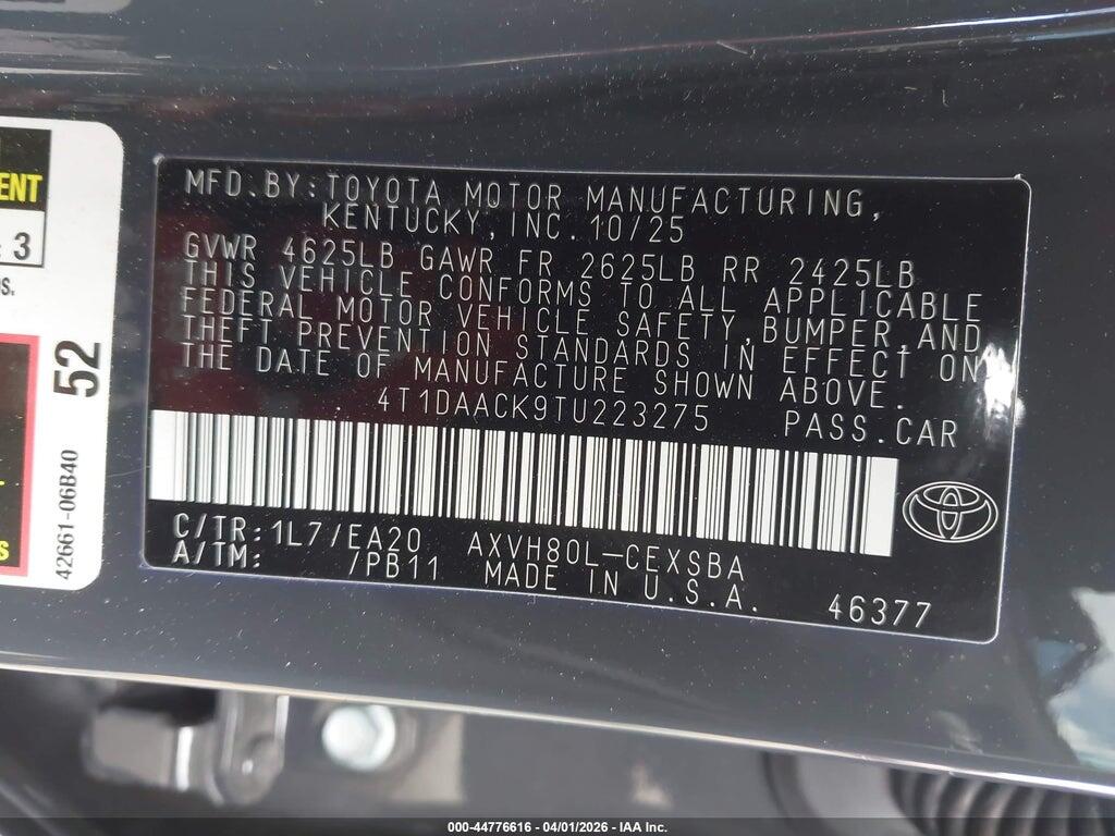 4T1DAACK9TU223275 2026 TOYOTA CAMRY photo no. 9