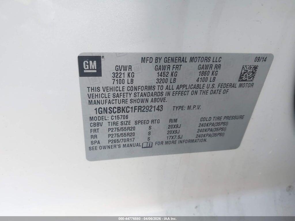 1GNSCBKC1FR292143 2015 CHEVROLET TAHOE photo no. 9