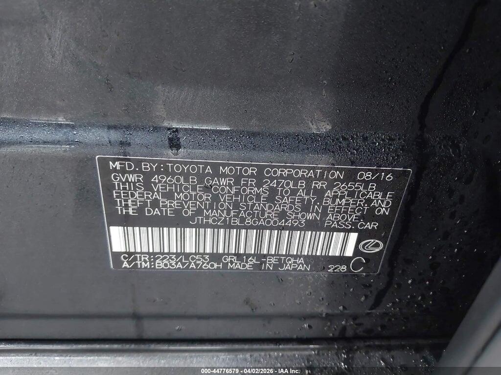 JTHCZ1BL8GA004493 2016 LEXUS GS 350 photo no. 9