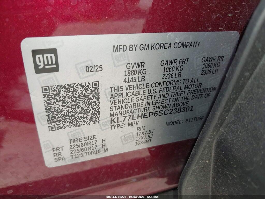 KL77LHEP6SC238301 2025 CHEVROLET TRAX photo no. 9