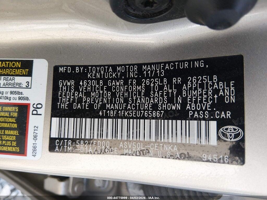 4T1BF1FK5EU765867 2014 TOYOTA CAMRY photo no. 9