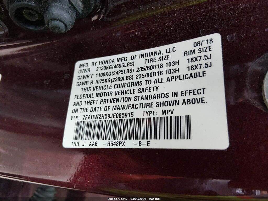 7FARW2H59JE085915 2018 HONDA CR-V photo no. 9