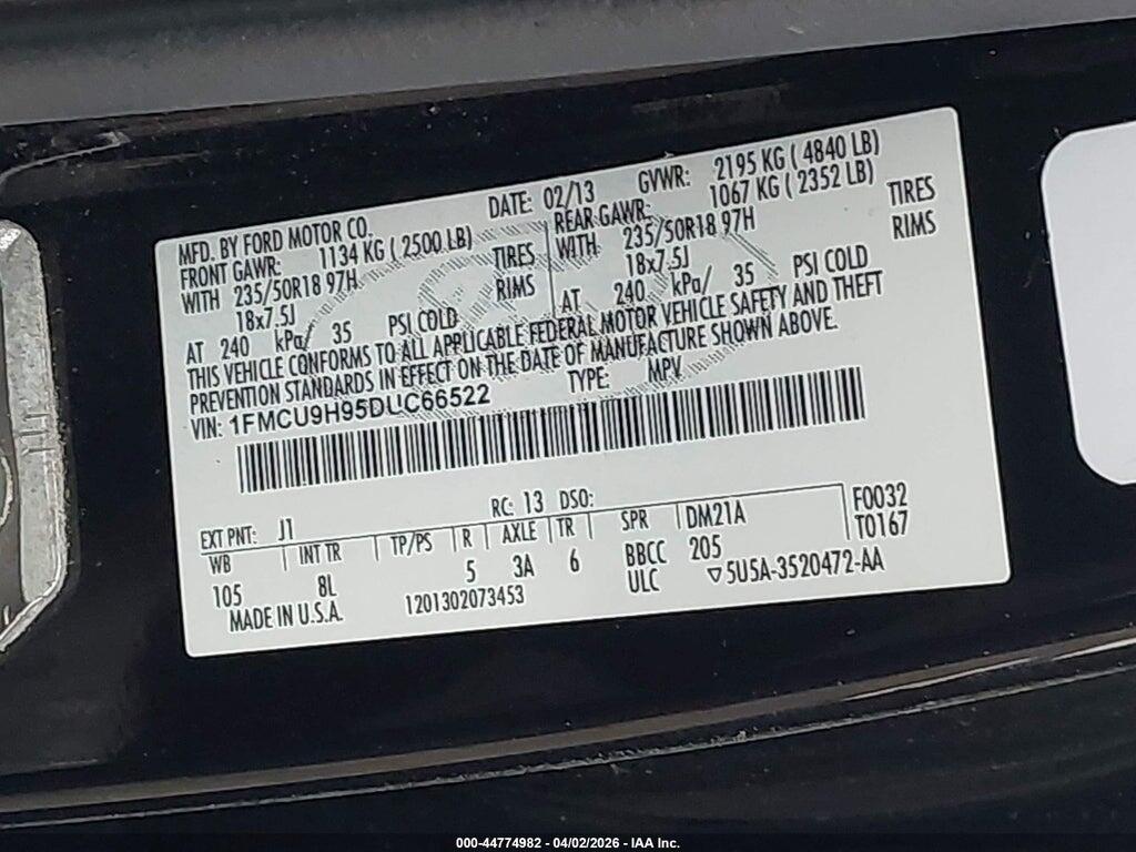 1FMCU9H95DUC66522 2013 FORD ESCAPE photo no. 9